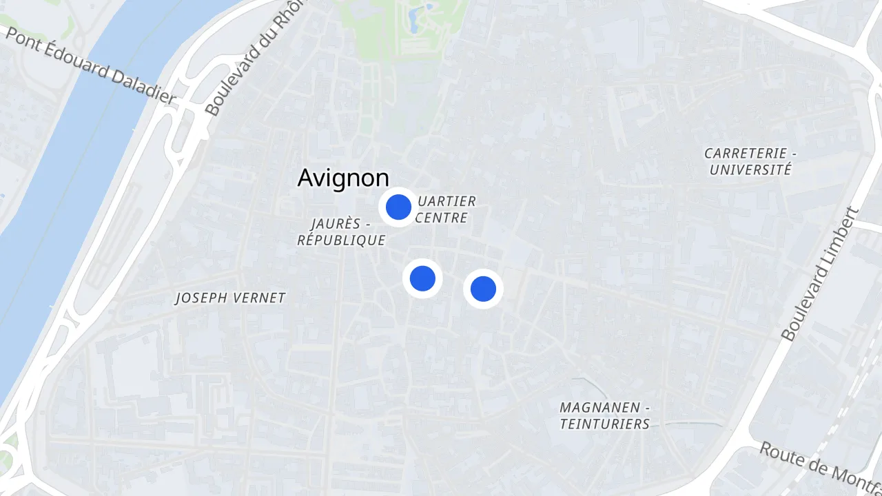 Mapa de Avignon con sus comercios saqueados