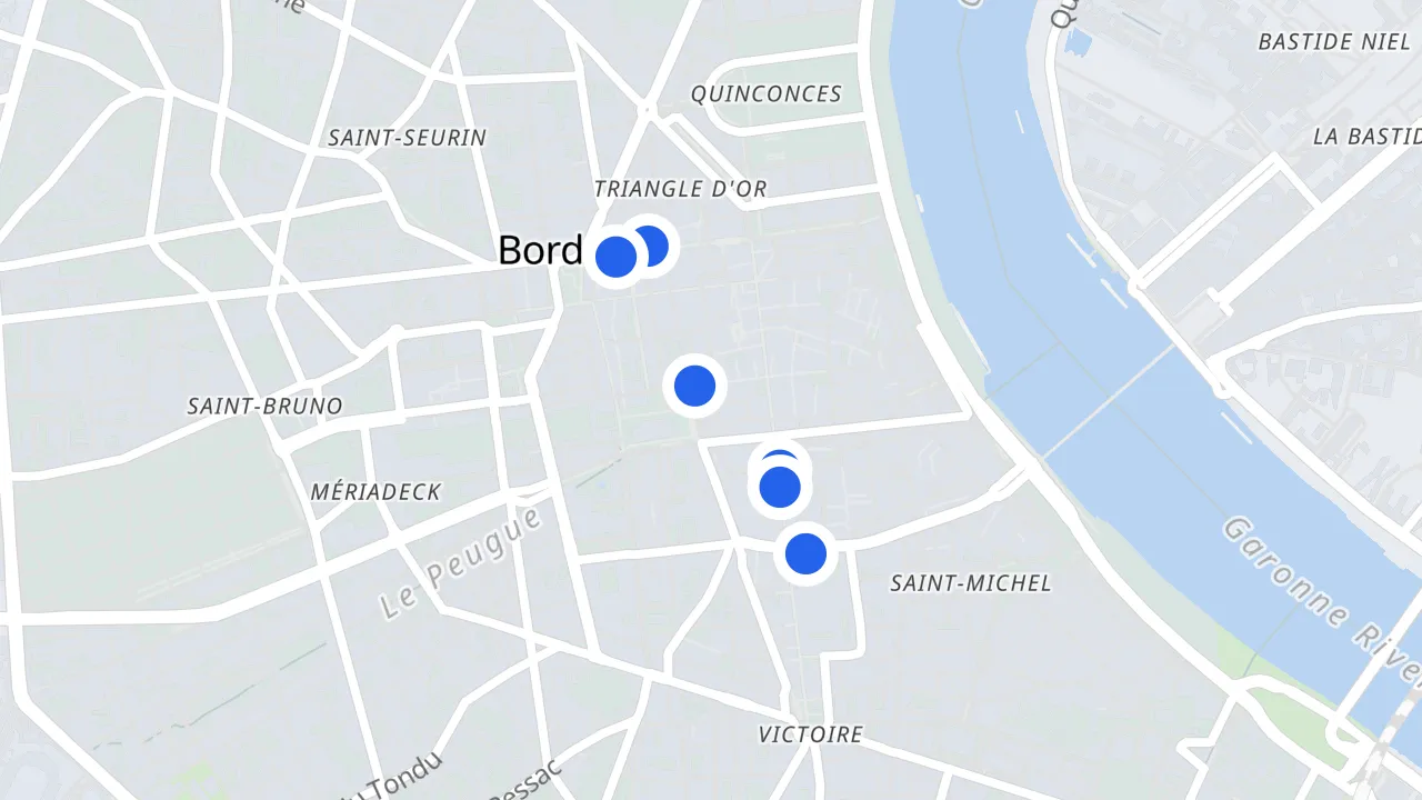 Carte de Bordeaux avec ses commerces pillés