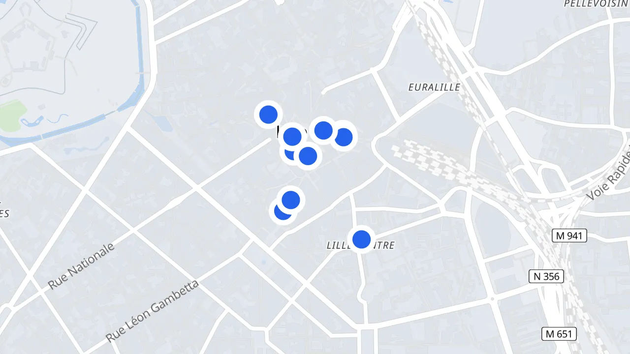 약탈당한 가게가 표시된 Lille 지도