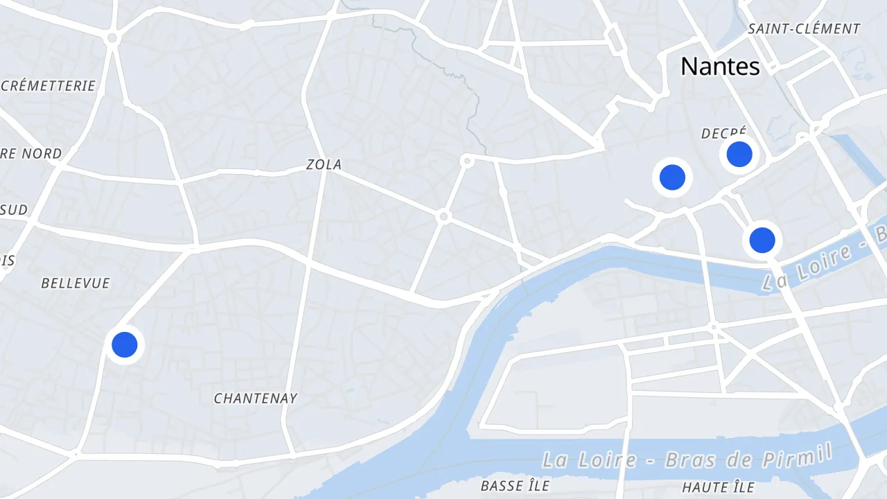 Mappa di Nantes con i suoi negozi saccheggiati