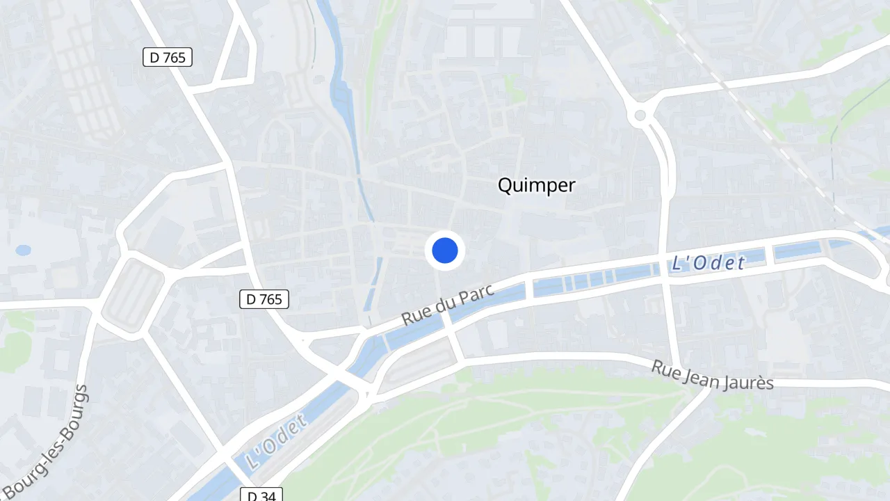 Karte von Quimper mit den geplünderten Geschäften