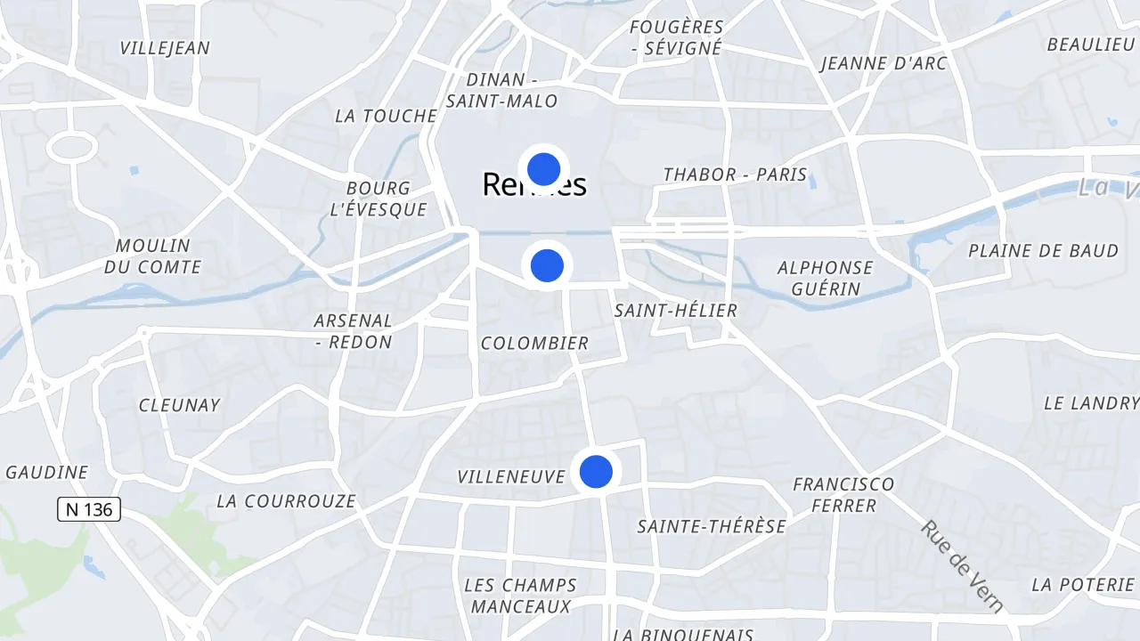 Carte de Rennes avec ses commerces pillés